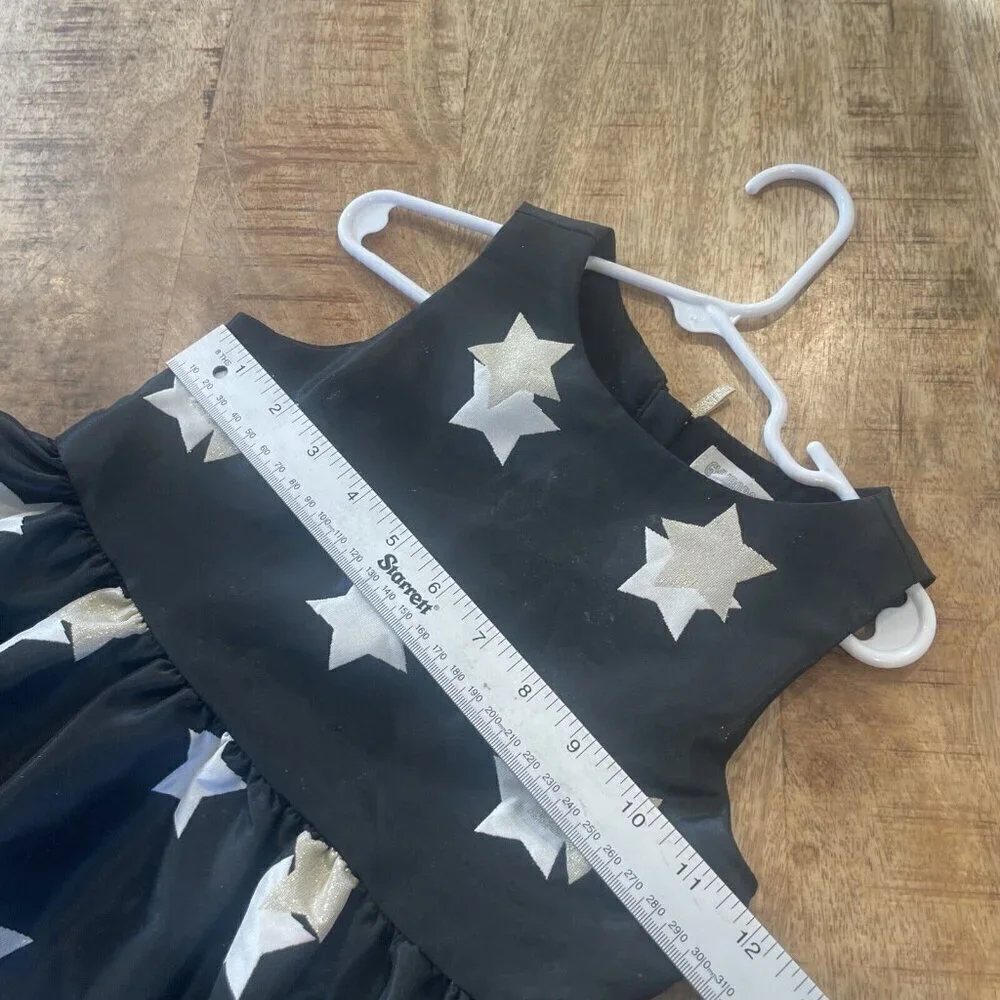 Gymboree Dress Girls 4 Black Gold Sparkle star Dress Christmas Wedding Lined